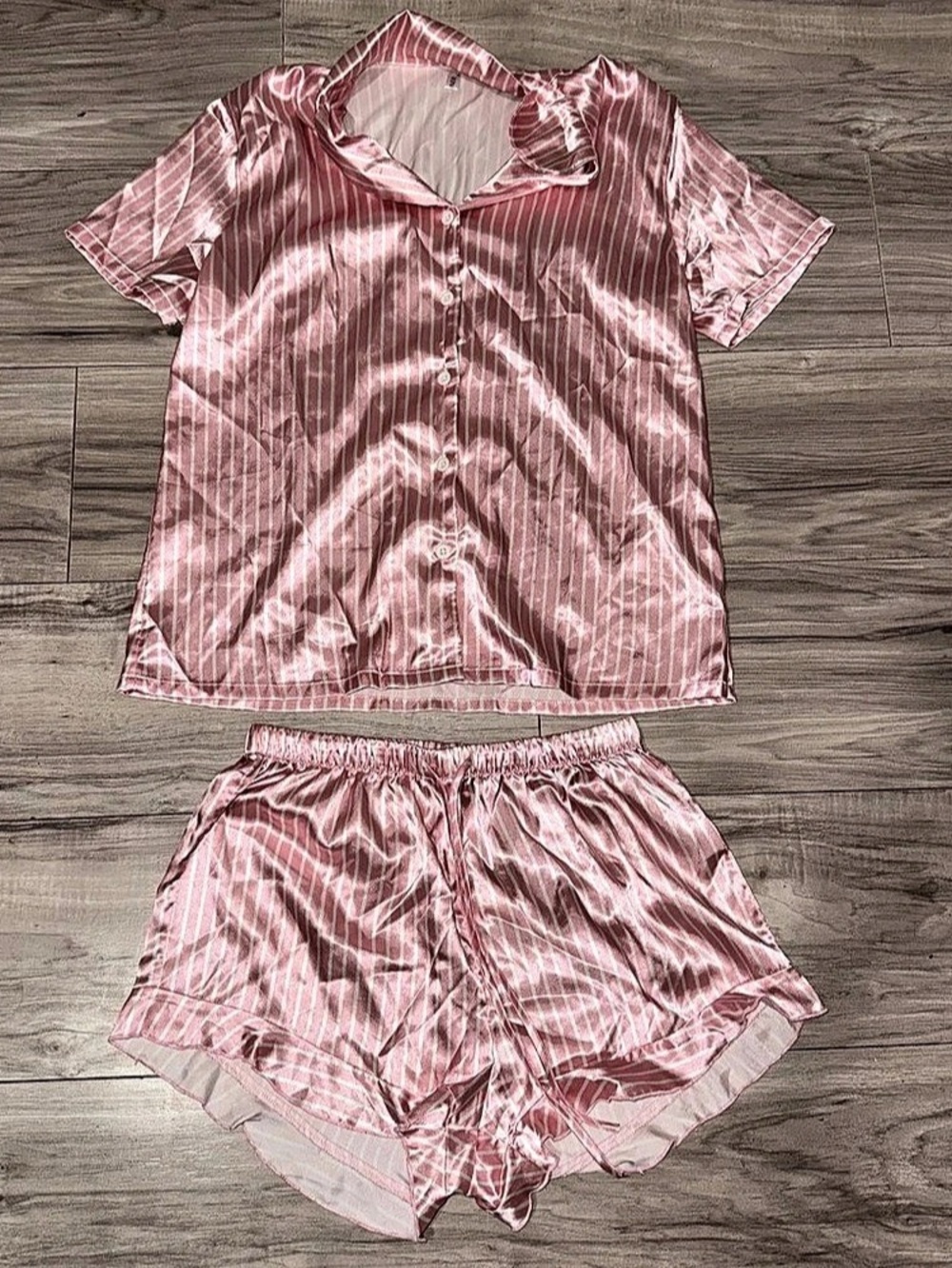 KStriped Pajama Set Pink & White Size Small